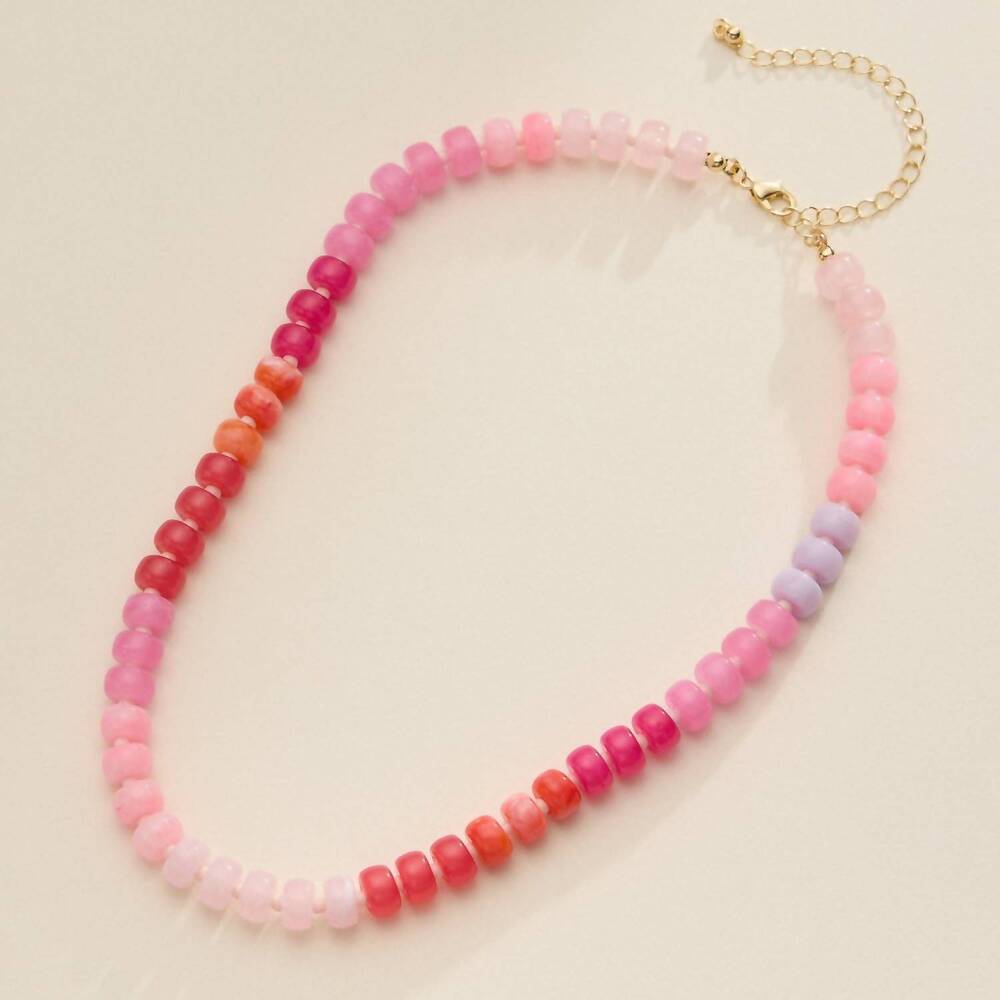 NEW FREM women's colorful beaded necklace in pink